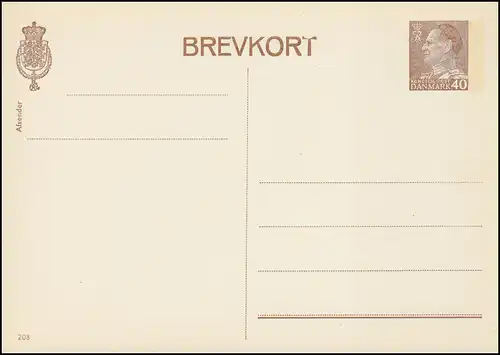 Danemark Carte postale P 265 Frederik IX. 40 Öre, Kz. 208, **