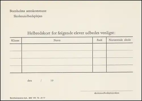 Danemark Carte postale P 271, paragraphe 60 Öre, Kz. 213, Helbredskort, **