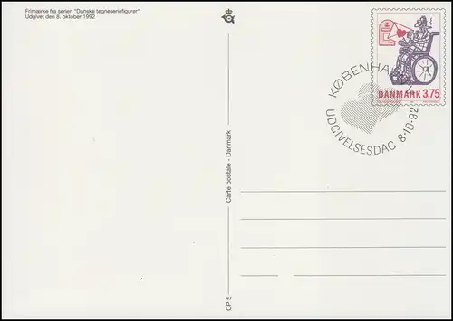 Dänemark Postkarte P 286 Zeichentrickfiguren 3,75 Kronen Kz. CP 5, ESSt 1992
