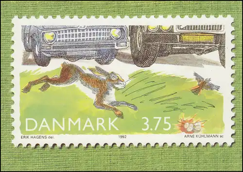 Dänemark Postkarte P 285 Umweltschutz 3,75 Kronen Kz. CP 4, ESSt KOPENHAGEN 1992