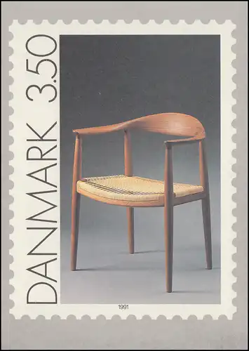 Danemark Carte postale P 283 chaise 3,50 couronnes Kz. CP 2, ESSt COPENHAGEN 22.8.1991
