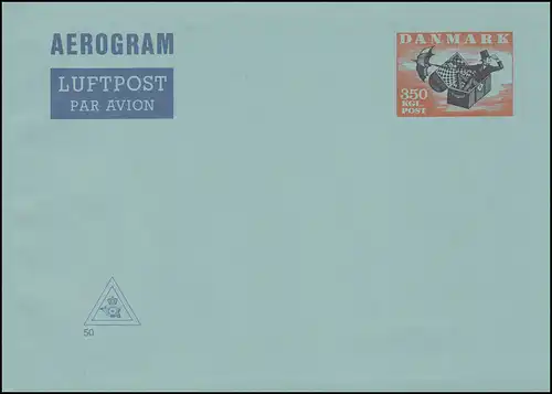 Danemark Aérogramme LF 33 La valise volante 350 Öre, Kz. 50, **