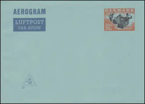 Danemark Aérogramme LF 33 La valise volante 350 Öre, Kz. 50, **