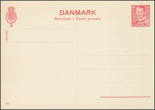 Dänemark Postkarte P 234 Frederik IX. 30 Öre, Kz. 173, **