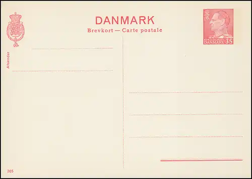 Danemark Carte postale P 257 Frederik IX. 35 Öre, Kz. 205, **