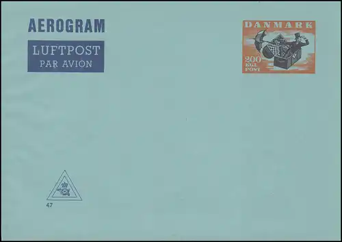 Danemark Aérogramme LF 31I La valise volante 200 Öre, Kz. 47, **