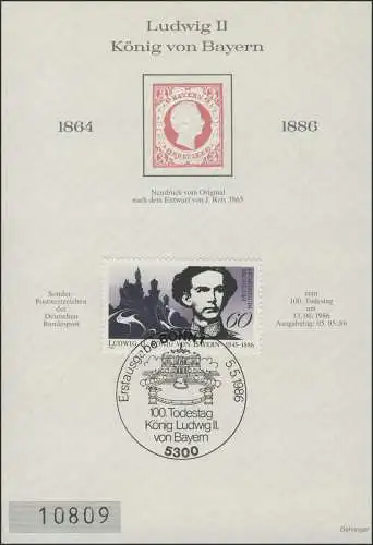 Sonderdruck Bayern König Ludwig II. (Reis 1865) Bund 1281 ESSt Bonn 1986