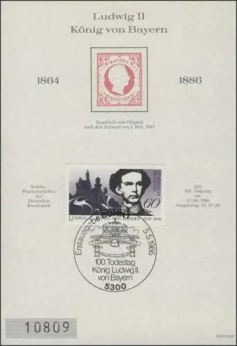 Tirage spécial Bayern Roi Louis II (riz 1865) Bund 1281 ESSt Bonn 1986