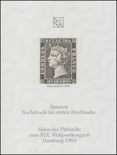 Sonderdruck Spanien Nr. 1 Neudruck Salon Hamburg 1984 FAKSIMILE