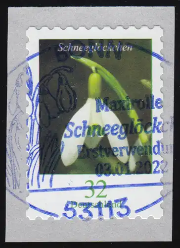 3662 Blume Schneeglöckchen 32 Cent, selbstklebend, EV-O Bonn 3.1.2022