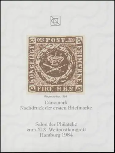 Tirage spécial Danemark n° 1 Neuschreibung Salon Hamburg 1984 FAKSIMILE