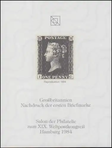 Sonderdruck Großbritannien Nr. 1 Neudruck Salon Hamburg 1984 FAKSIMILE