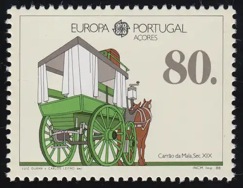 Union européenne 1988 Portugal-Açores 390b, marque ** / MNH de bloc 9