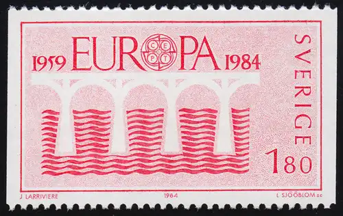 Union européenne 1984 Suède 1271A, inclinaison verticale, marque ** / MNH