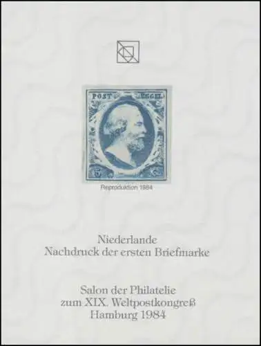 Sonderdruck Niederlande Nr. 1 Neudruck Salon Hamburg 1984 FAKSIMILE