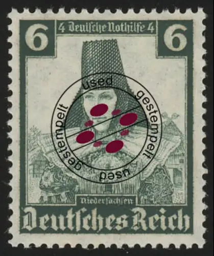 591 Nothilfe Volkstrachten Niedersachsen 6 Pf, gestempelt O