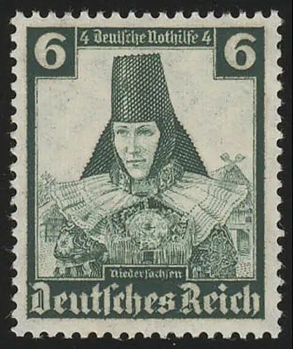 591 Nothilfe Volkstrachten Niedersachsen 6 Pf, postfrisch **