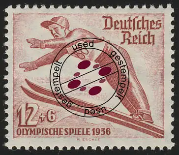 601X Olympische Winterspiele 12+6 Pf, gestempelt O