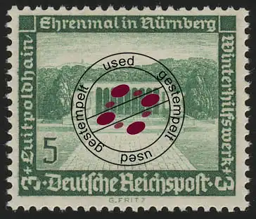 636 Winterhilfswerk Ehrenmal Nürnberg 5 Pf O