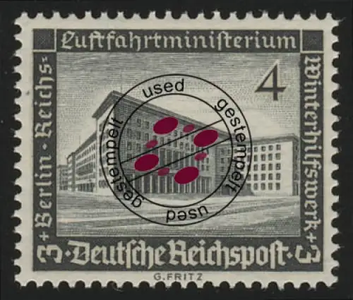 635 Winterhilfswerk Luftfahrtministerium 4 Pf, gestempelt O