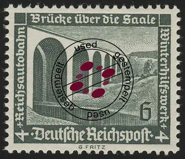 637 Winterhilfswerk Saalebrücke 6 Pf, gestempelt O