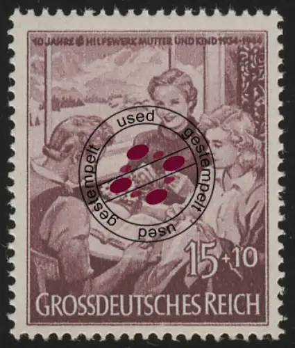 872 Mutter und Kind 15+10 Pf, gestempelt O