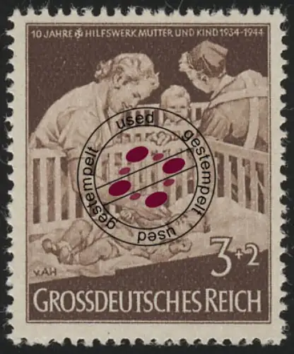 869 Mutter und Kind 3+2 Pf, gestempelt O