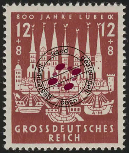 862 Hansestadt de Lubeck 1943 - Marque O