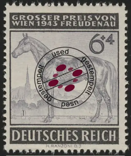 857 Großer Preis von Wien 6+4 Pf, gestempelt O