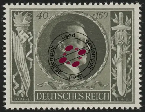 849 anniversaire de Hitler 1943 40+160 Pf O