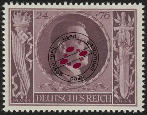 848 Hitlers Geburtstag 1943 24+76 Pf O