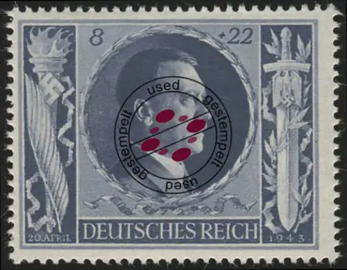 846 Hitlers Geburtstag 1943 8+22 Pf, gestempelt O