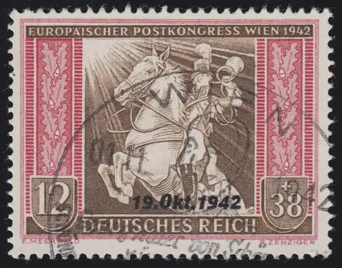 825 Übereinkommen Post- und Fernmeldeverein 12+38 Pf, gestempelt O