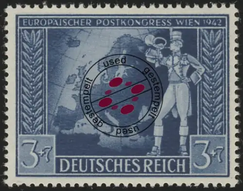 820 Europäischer Postkongress Achsenmächte 3+7 Pf, gestempelt O