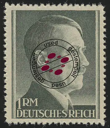 799A Hitler 1 Reichsmark WEIT gezähnt, gestempelt O