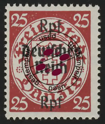 724X Gdansk avec impression 25 Pf sur 25 pf O