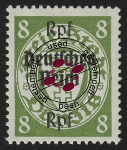 719X Danzig mit Aufdruck 8 Rpf auf 8 Pf, gestempelt O