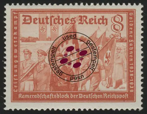 706 Kameradschaftsblock 8+4 Pf, gestempelt O