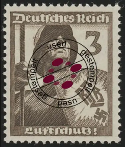 643 Luftschutz 3 Pf, gestempelt O