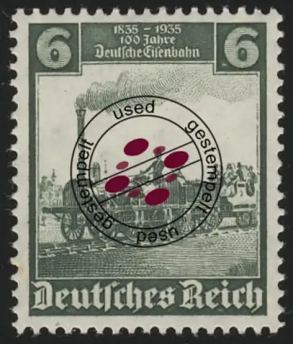 580 Deutsche Eisenbahn 6 Pf - Der Adler, Nürnberg-Fürth, gestempelt O