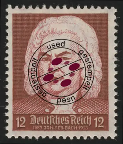 574 Komponisten 12 Pf J. S. Bach, gestempelt O