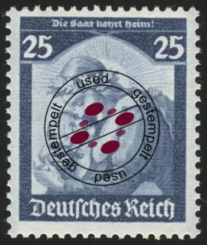 568 1935 Saarabstimmung 25 Pf O blass blau (Erstauflage)