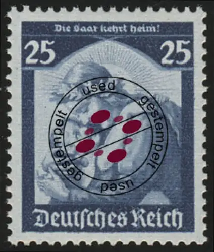 568 1935 Saarabstimmung 25 Pf O kräftig dunkelblau (Nachauflage)