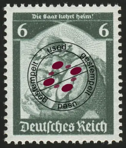 566 1935 Saarabstimmung 6 Pf O blass helllgrün (Erstauflage)