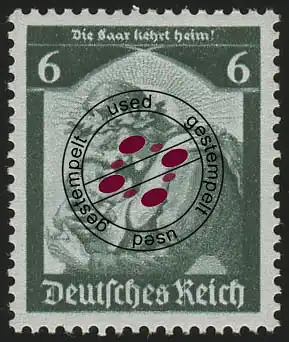 566 1935 Saarabstimmung 6 Pf O kräftig (Nachauflage)