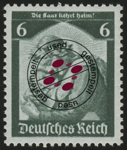 566 1935 Saarabstimmung 6 Pf O kräftig dunkelgrün (Nachauflage)