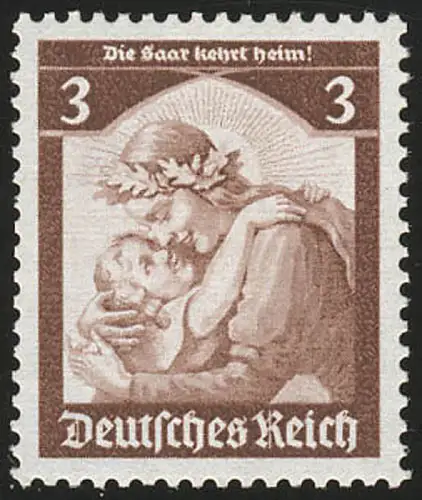 565 1935 Saarabstimmung 3 Pf ** blass hellbraun (Erstauflage)