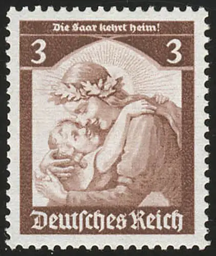565 1935 Saarabstimmung 3 Pf ** blass hellbraun (Erstauflage)