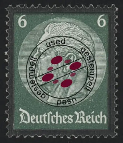 550 Hindenburg Trauerrand 6 Pf, gestempelt O