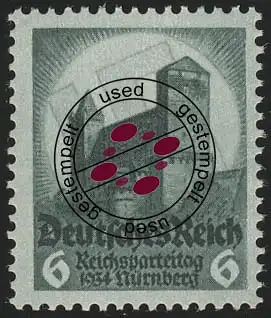 546 Nürnberger Parteitag 6 Pf, gestempelt O
